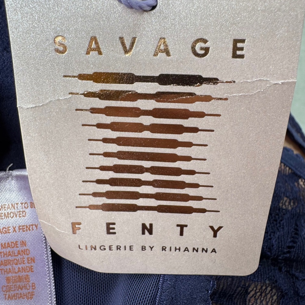 Savage X Fenty Bodysuit Women Plus 3X lingerie Navy Blue Floral Lace Sexy - Picture 3 of 14